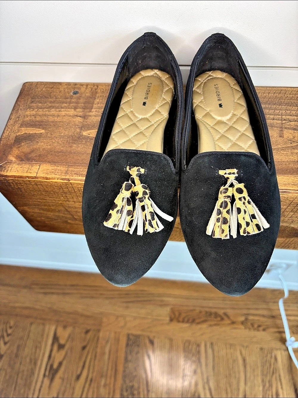 Birdies The Heron Tassel Loafers Black & Gold US 7.5